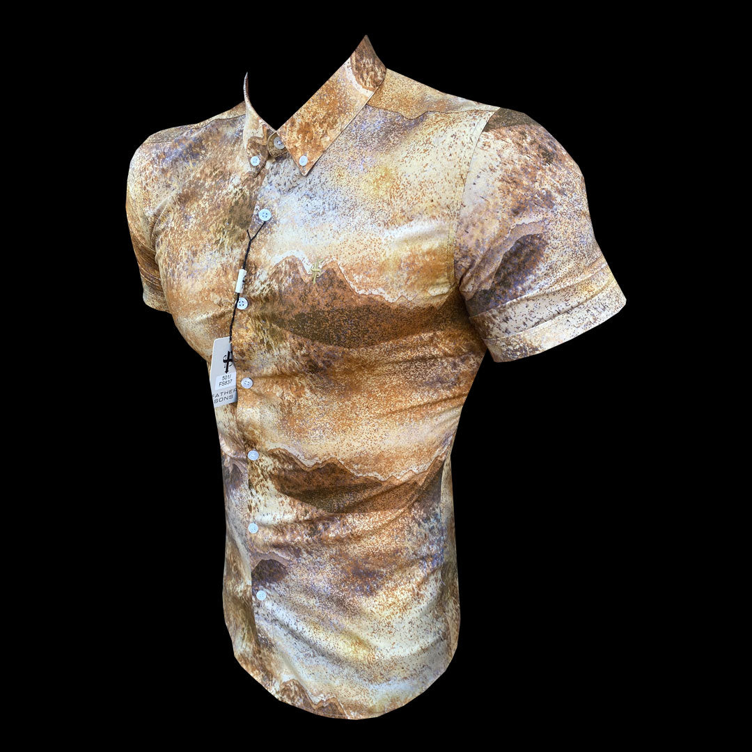 Super Slim Stretch Sandstorm Print Short Sleeve with Button Down Collar - FS837 / FS950