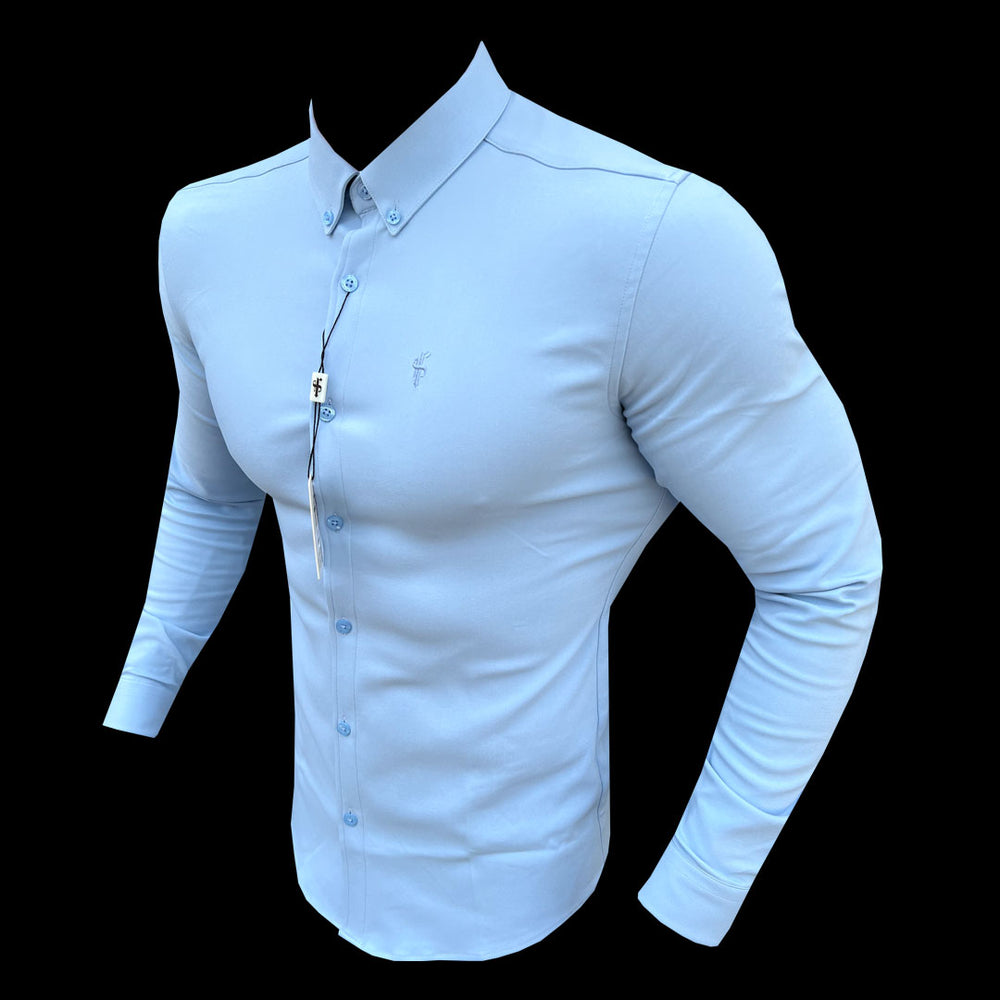 Super Slim Scuba Light Blue Long Sleeve Stretch - FS884