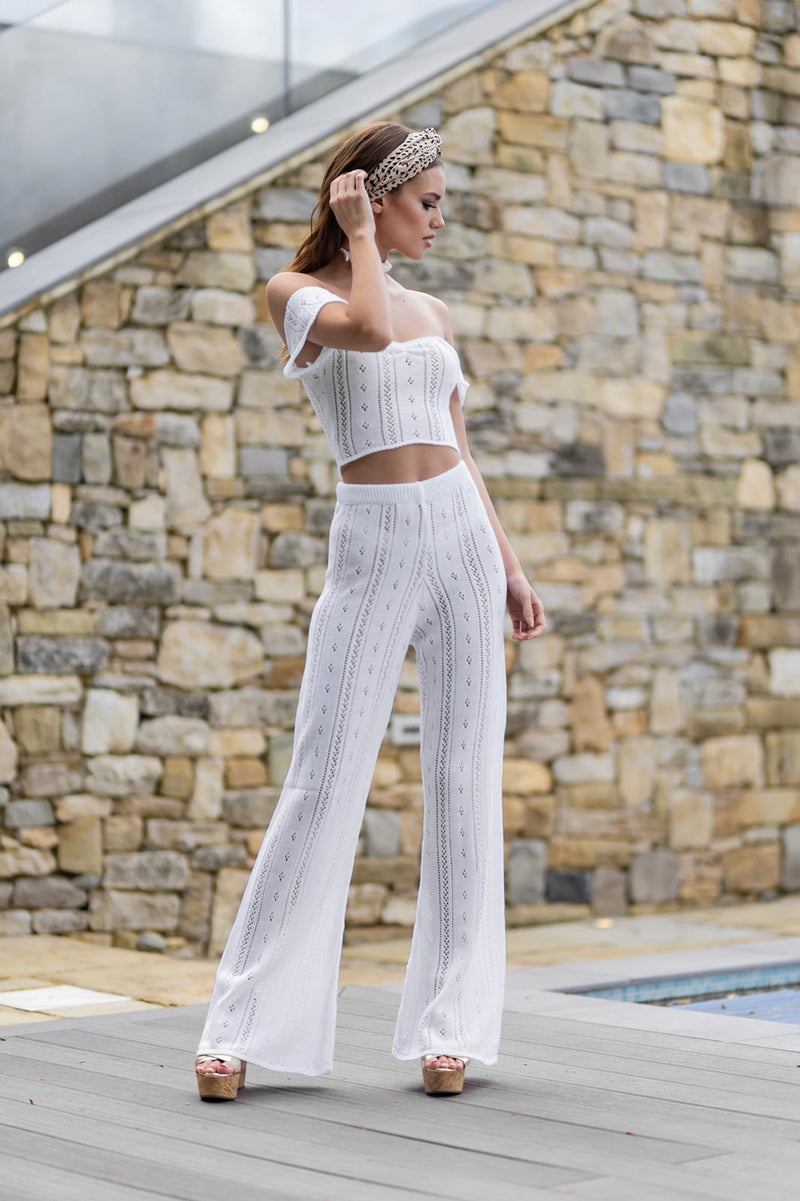 'AYLA' Knitted Co ord Crop top white - CTJ009