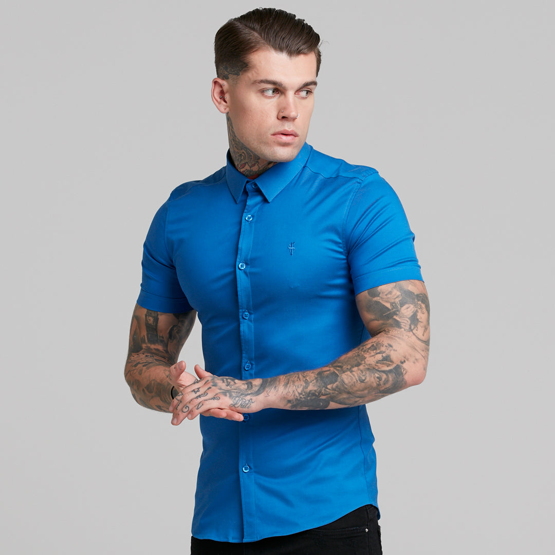 Super Slim Luxe Ultra Stretch Mid Blue Short Sleeve -  FS384