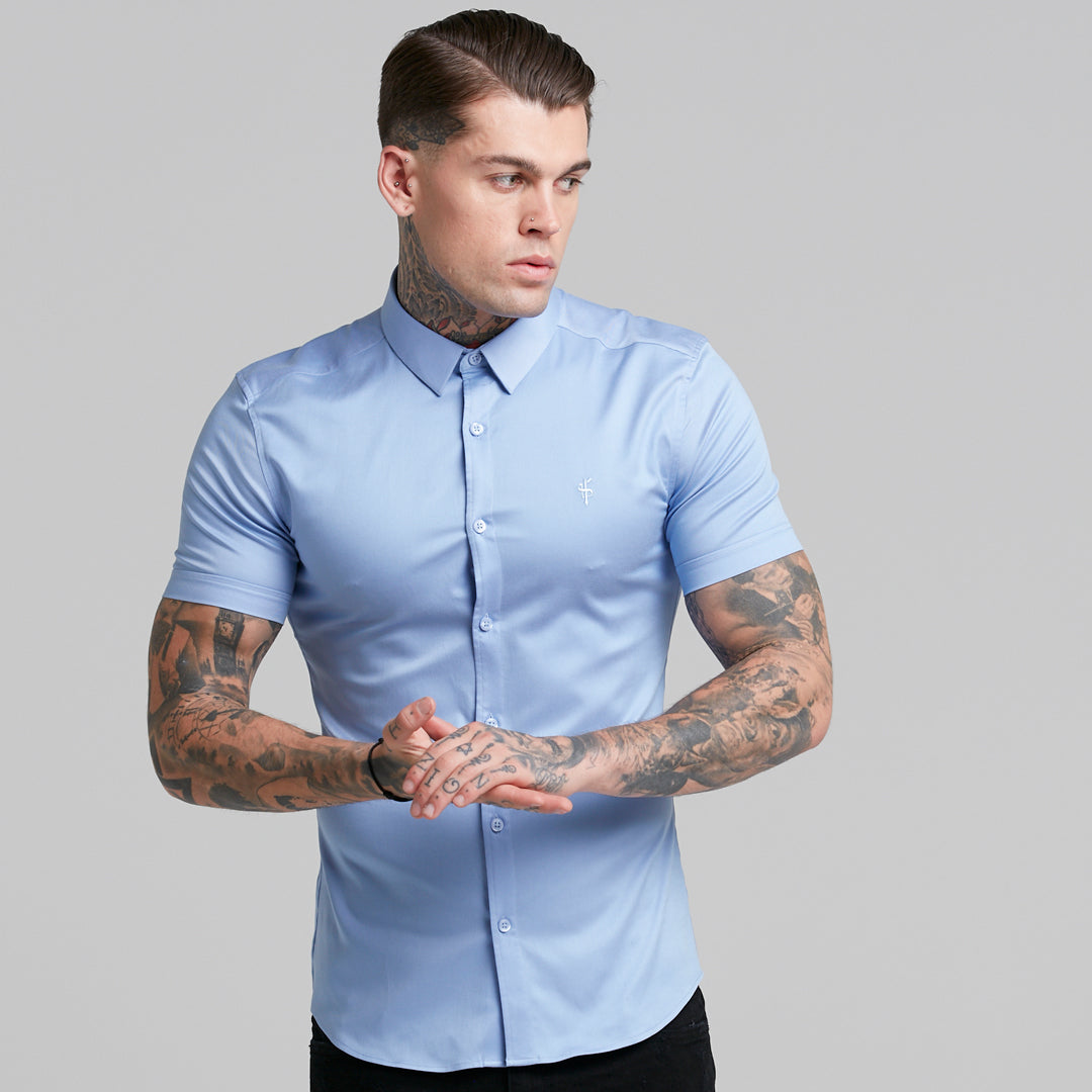 Super Slim Luxe Ultra Stretch Cornflower Blue Short Sleeve -  FS386