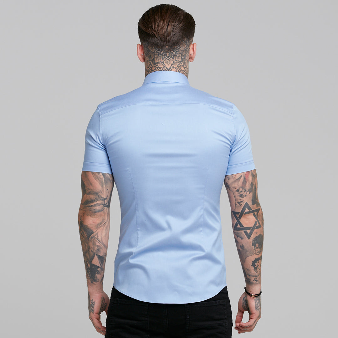 Super Slim Luxe Ultra Stretch Cornflower Blue Short Sleeve -  FS386