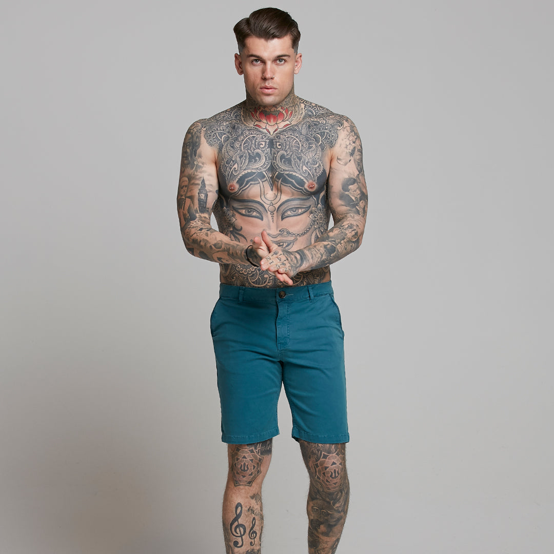 Slim Fit Teal Chino Shorts - FSH315