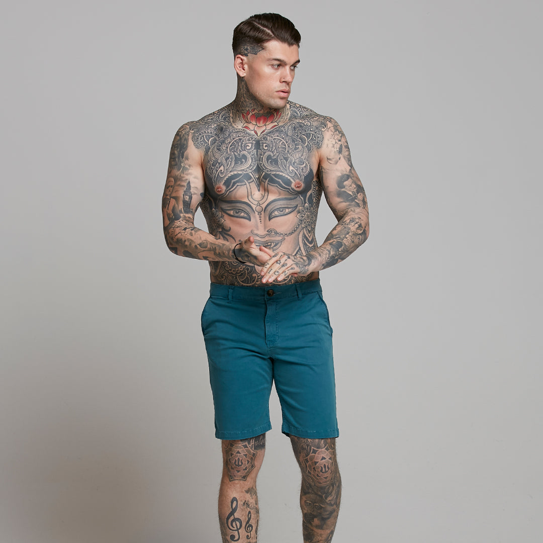 Slim Fit Teal Chino Shorts - FSH315