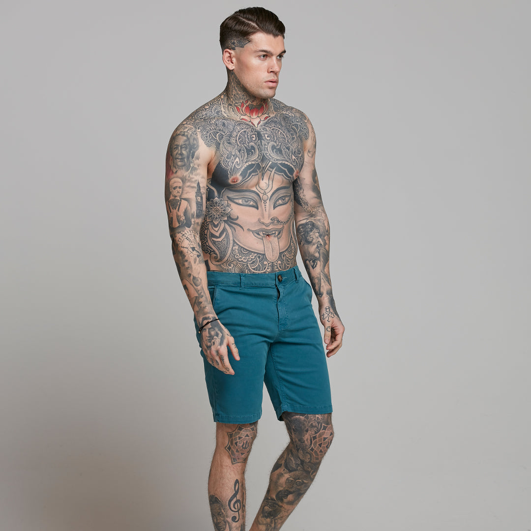 Slim Fit Teal Chino Shorts - FSH315