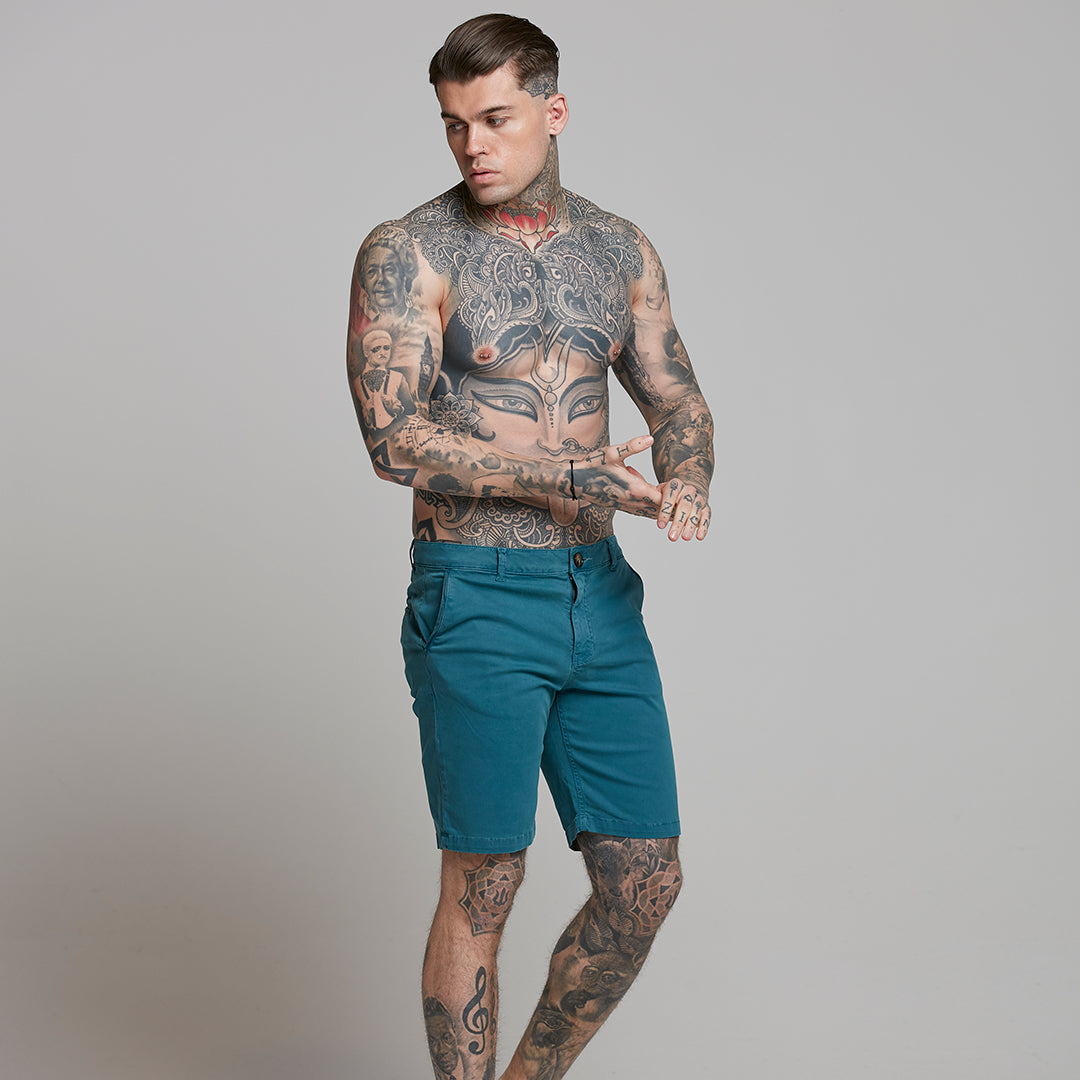 Slim Fit Teal Chino Shorts - FSH315