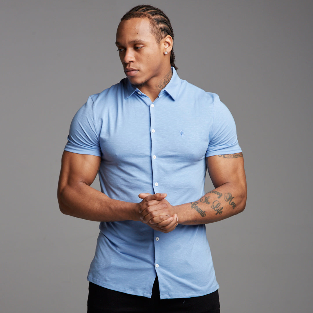 Super Slim Baby Blue Jersey Short Sleeve - FSH015 (LAST CHANCE)