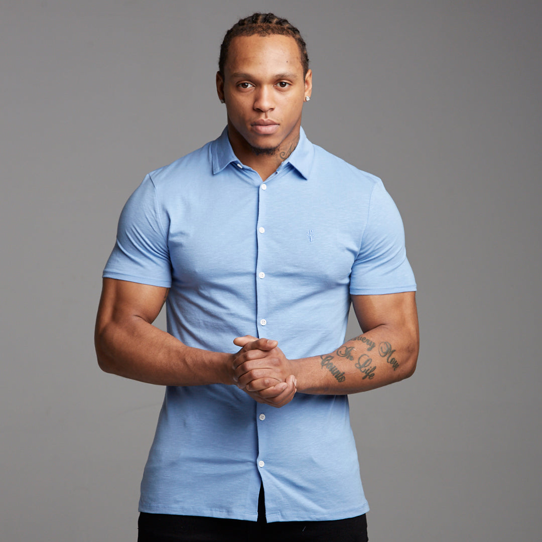 Super Slim Baby Blue Jersey Short Sleeve - FSH015 (LAST CHANCE)