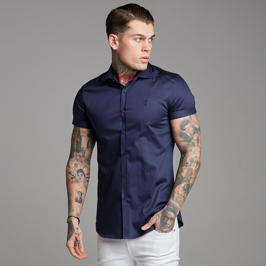 Classic Navy Luxe Egyptian Cotton Short Sleeve - FS374 (LAST CHANCE)