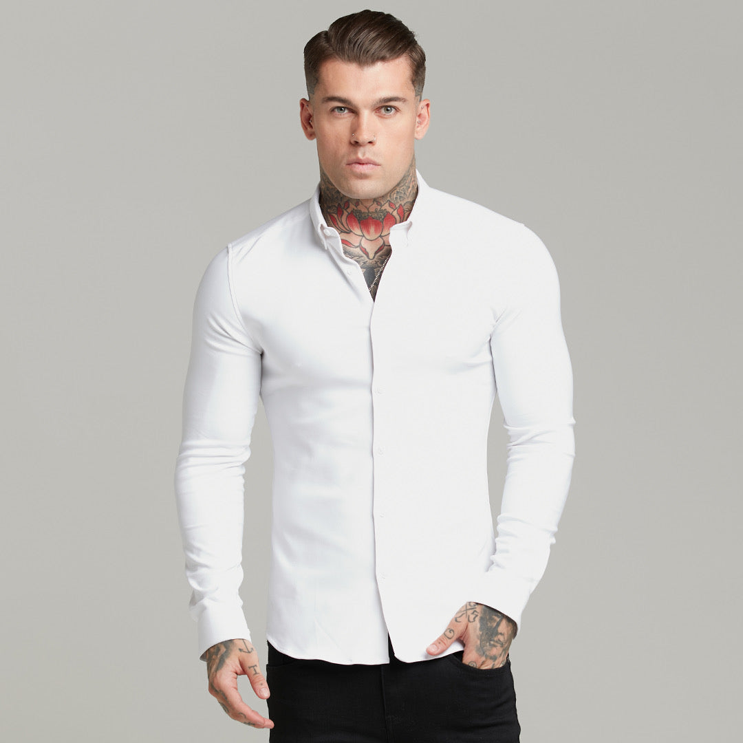 Super Slim Scuba White Long Sleeve Stretch - FS613 (PRE ORDER 31ST MAY)