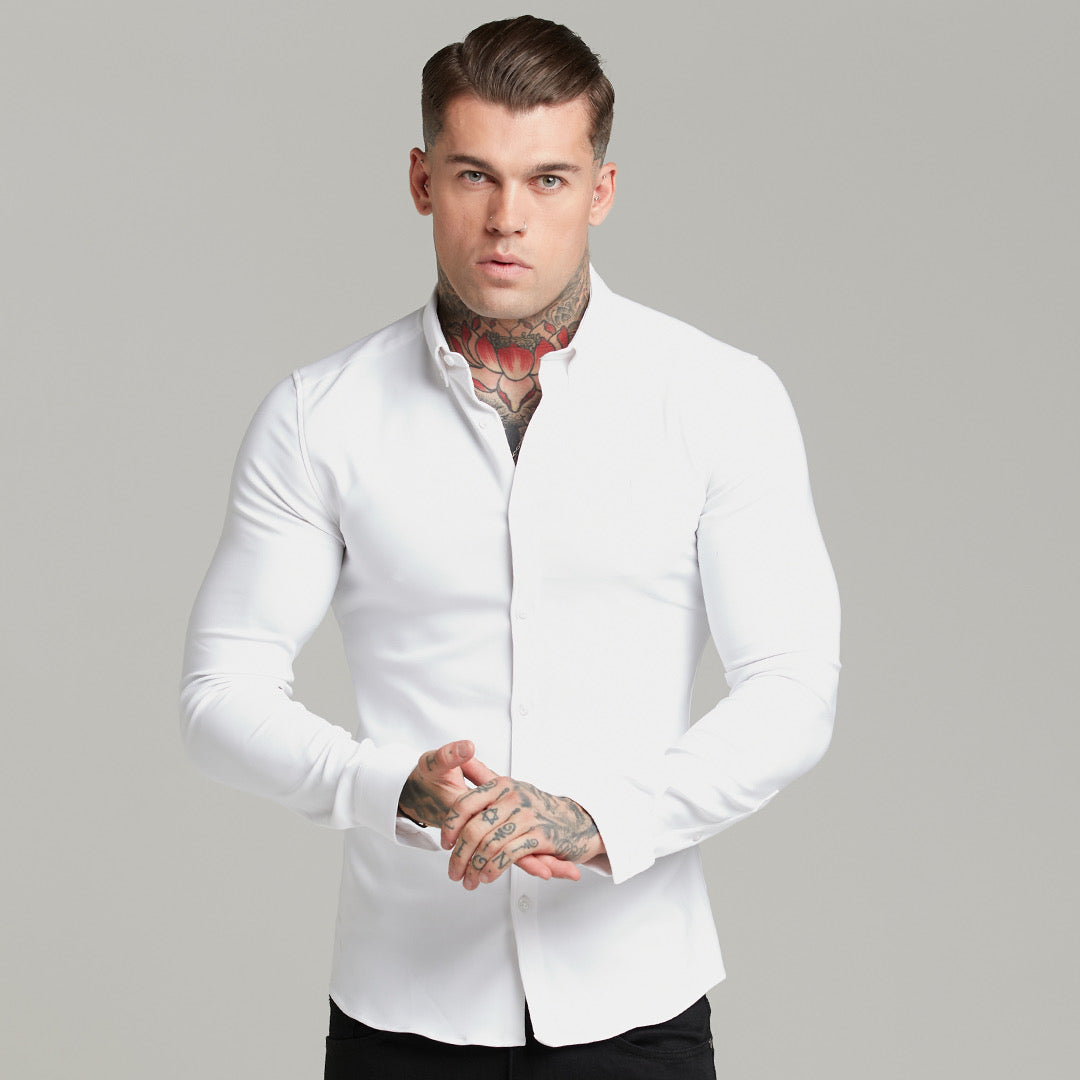 Super Slim Scuba White Long Sleeve Stretch - FS613 (PRE ORDER 31ST MAY)