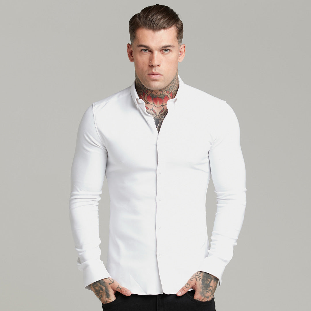 Super Slim Scuba White Long Sleeve Stretch - FS613 (PRE ORDER 31ST MAY)
