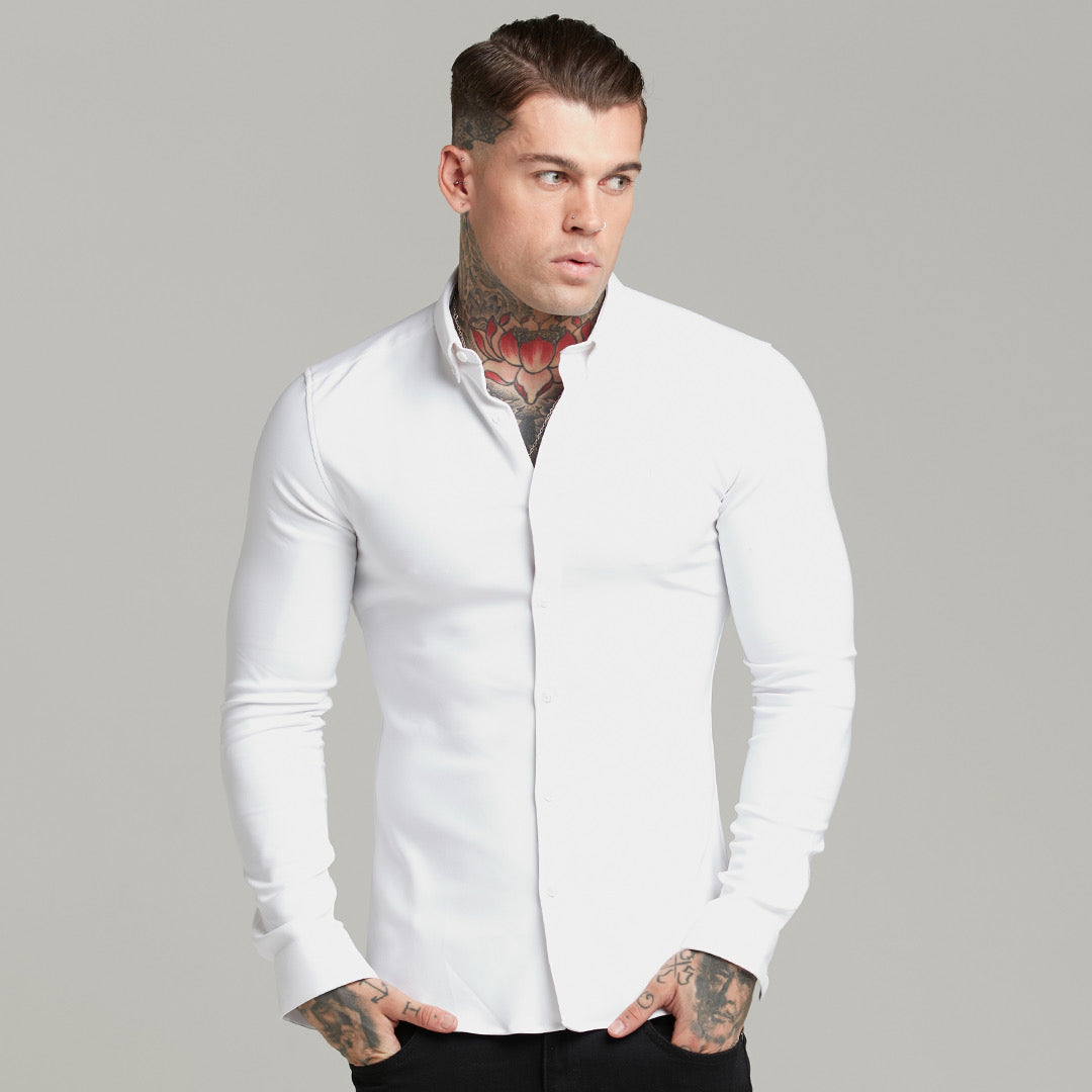 Super Slim Scuba White Long Sleeve Stretch - FS613 (PRE ORDER 31ST MAY)
