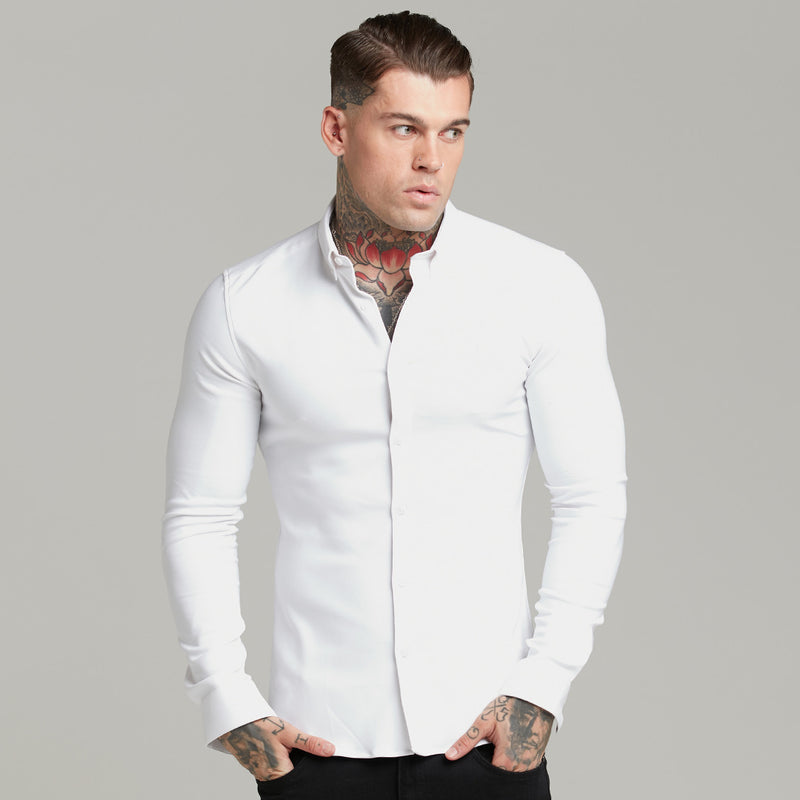 Father Sons Super Slim Scuba White Long Sleeve Stretch - FS613