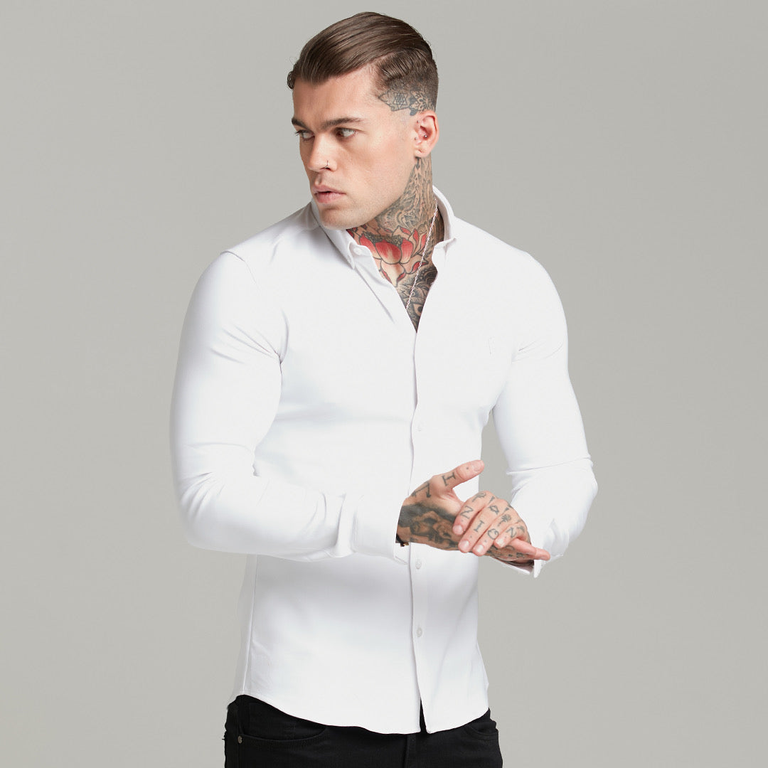 Super Slim Scuba White Long Sleeve Stretch - FS613 (PRE ORDER 31ST MAY)