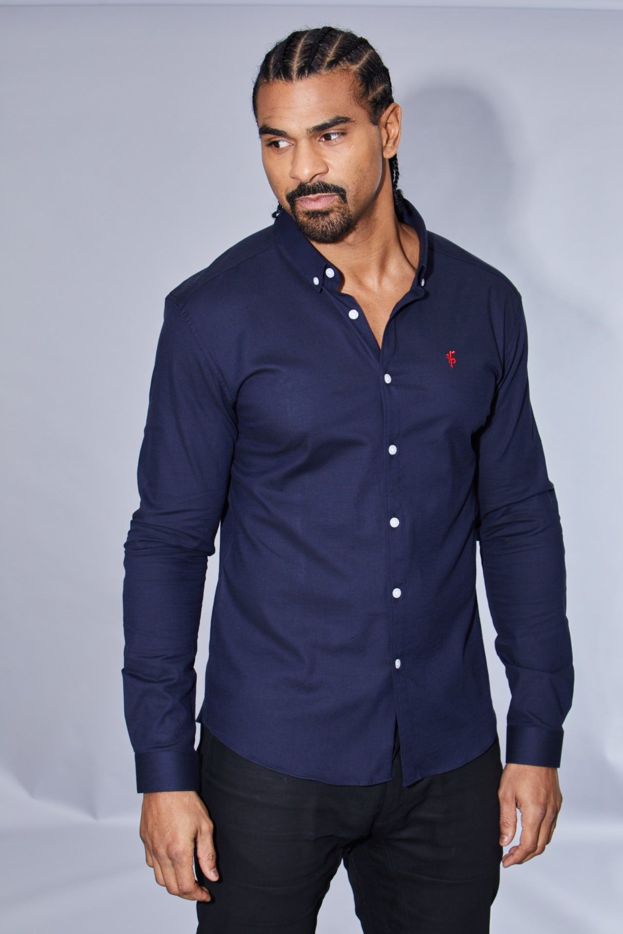 Super Slim Stretch Classic Oxford Navy (Red Emblem) - FS308