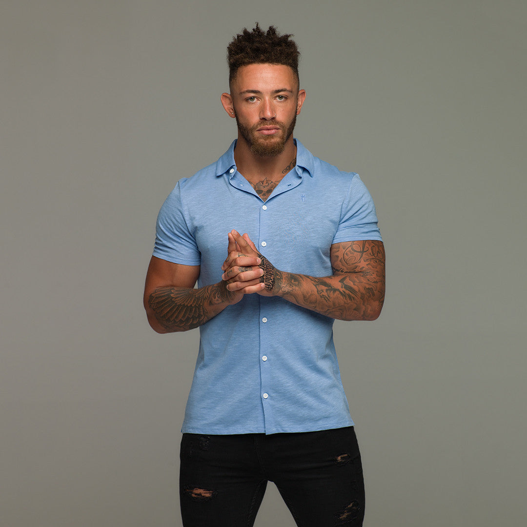 Super Slim Baby Blue Jersey Short Sleeve - FSH015 (LAST CHANCE)