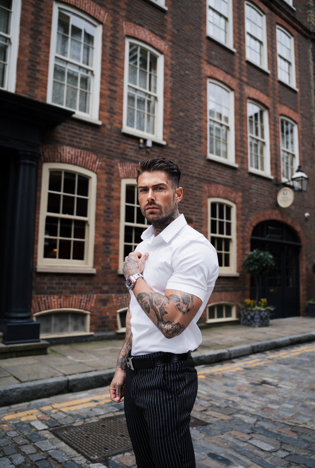 Slim Sateen Classic White with White Embroidery - FS395