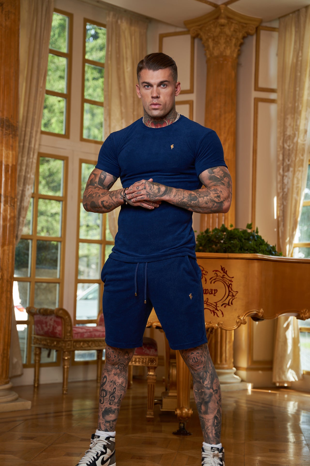 French Navy Towelling Shorts - FSTS657