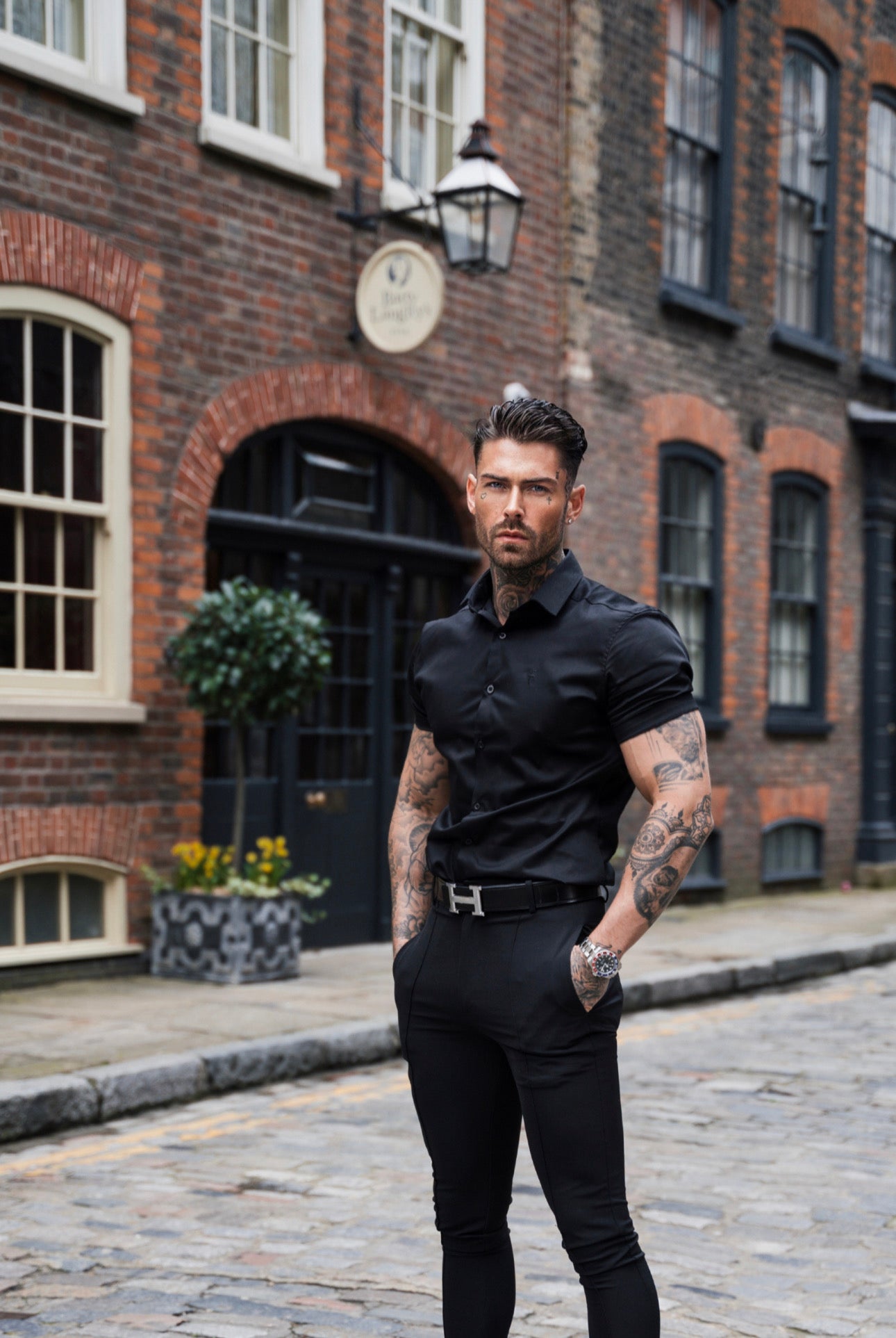 Slim Sateen Classic Black Short Sleeve - FS546