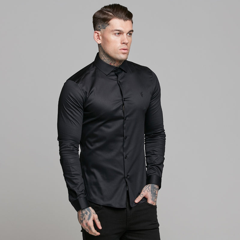 Father Sons Slim Sateen Classic Black Long Sleeve - FS545