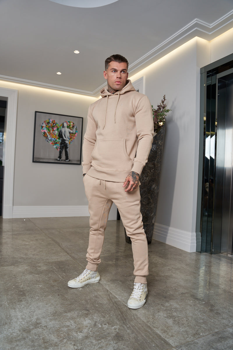 Father Sons Beige Raglan Tracksuit Sweat Pants with FS Embroidery - FSH696