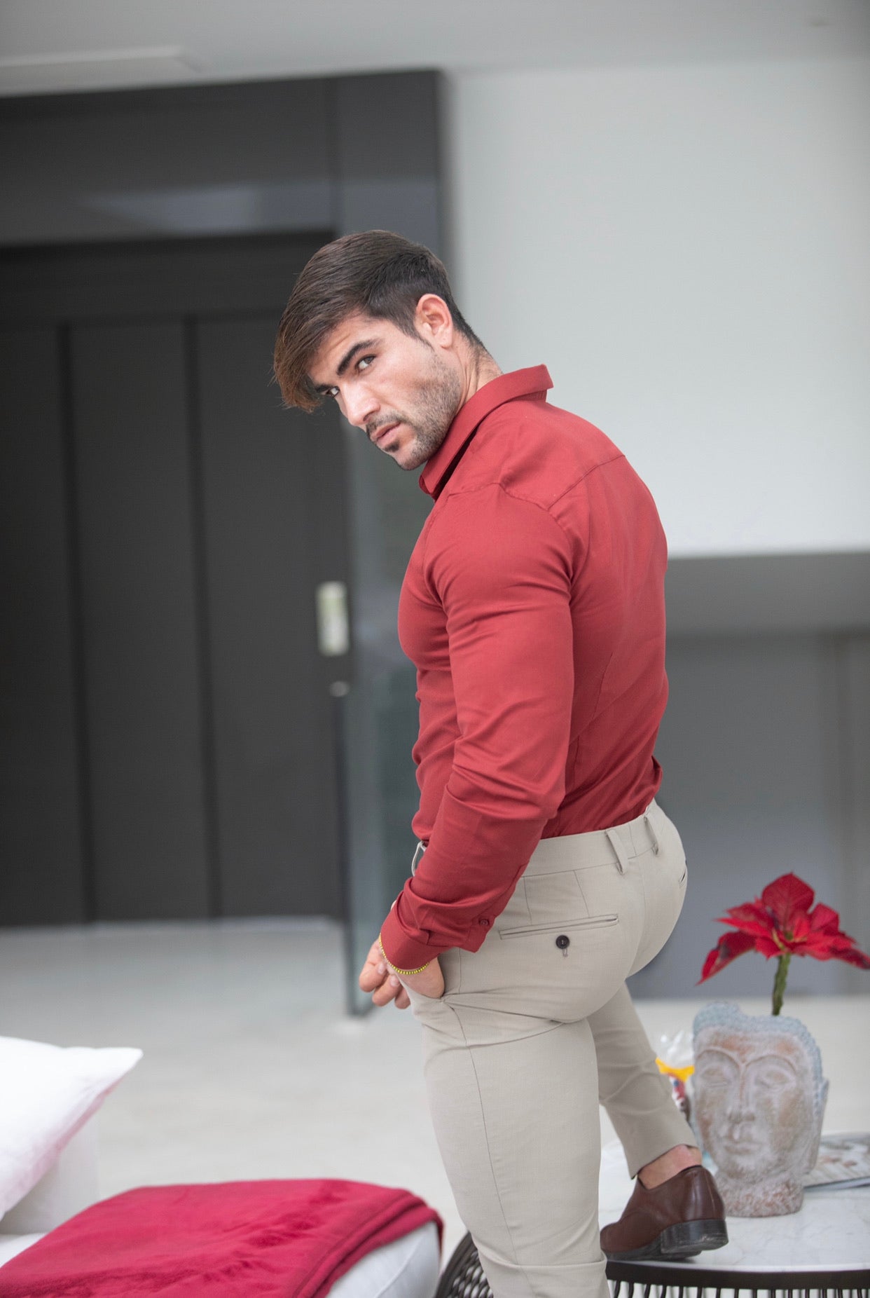 Super Slim Luxe Ultra Stretch Classic Mid Burgundy Long Sleeve -  FS743