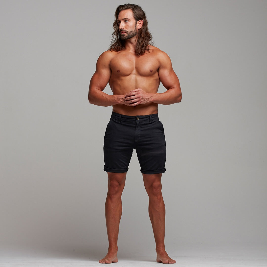 Slim Fit Black Chino Shorts - FSH266
