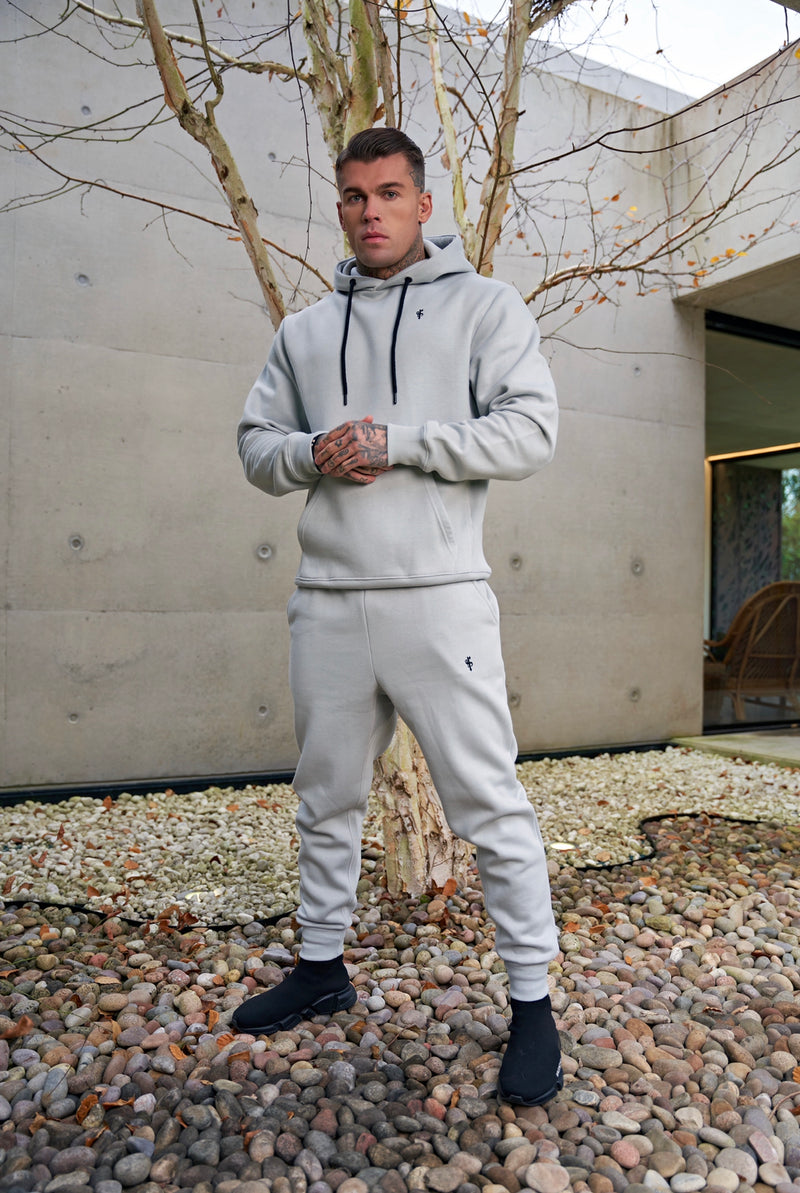 Father Sons Stone Grey Relaxed Fit Rib Panel Overhead Hoodie and Kangaroo Pocket - FSH721