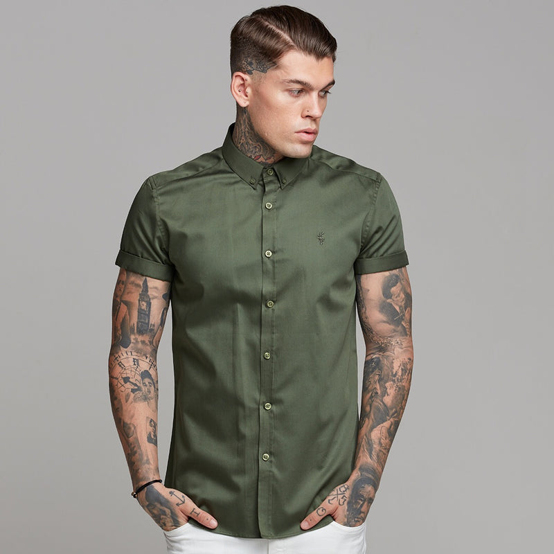 Father Sons Classic Button Down Khaki Luxe Egyptian Cotton Short Sleeve - FS502 (LAST CHANCE)
