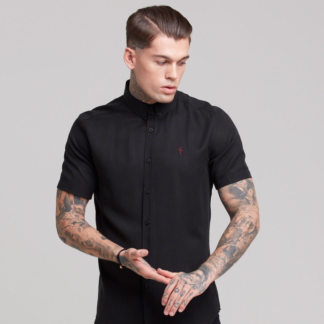 Classic Black Lyocell Short Sleeve (Burgundy Emblem) - FS466 (LAST CHANCE)