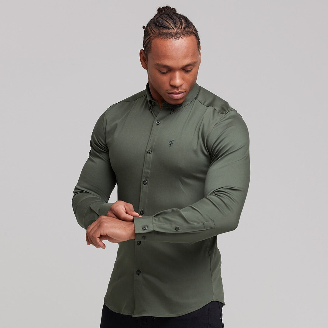 Super Slim Stretch Khaki Denim Long Sleeve - FS211