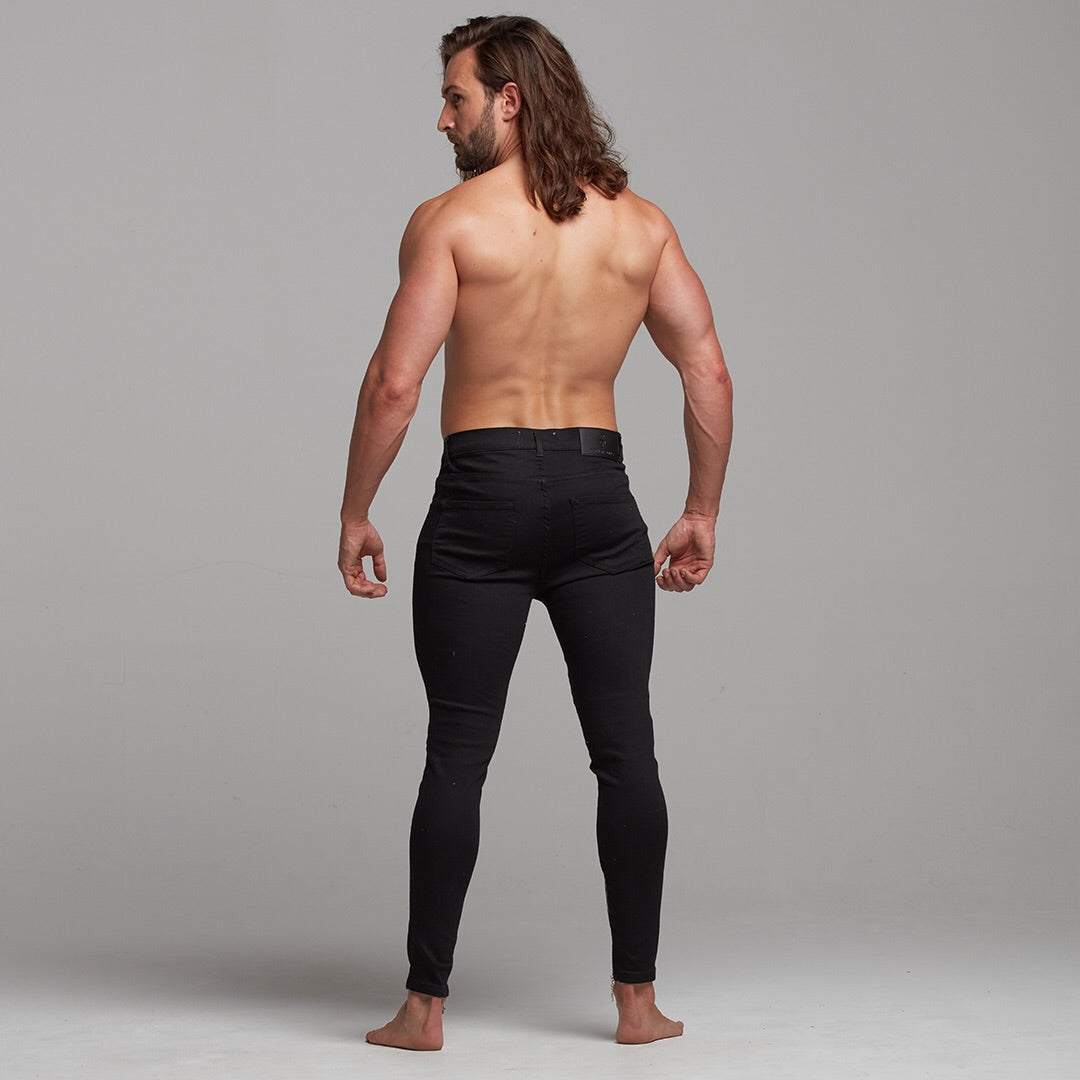 Zipped Ankle Slim Stretch Black Jeans - FSH235