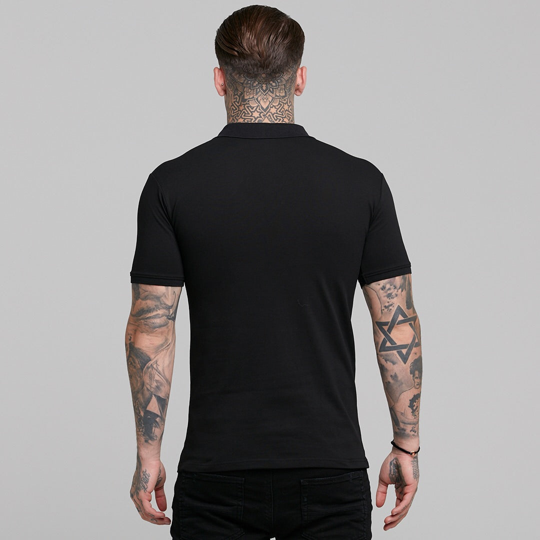 Classic Black and Gold Zipped Polo Shirt - FSH239