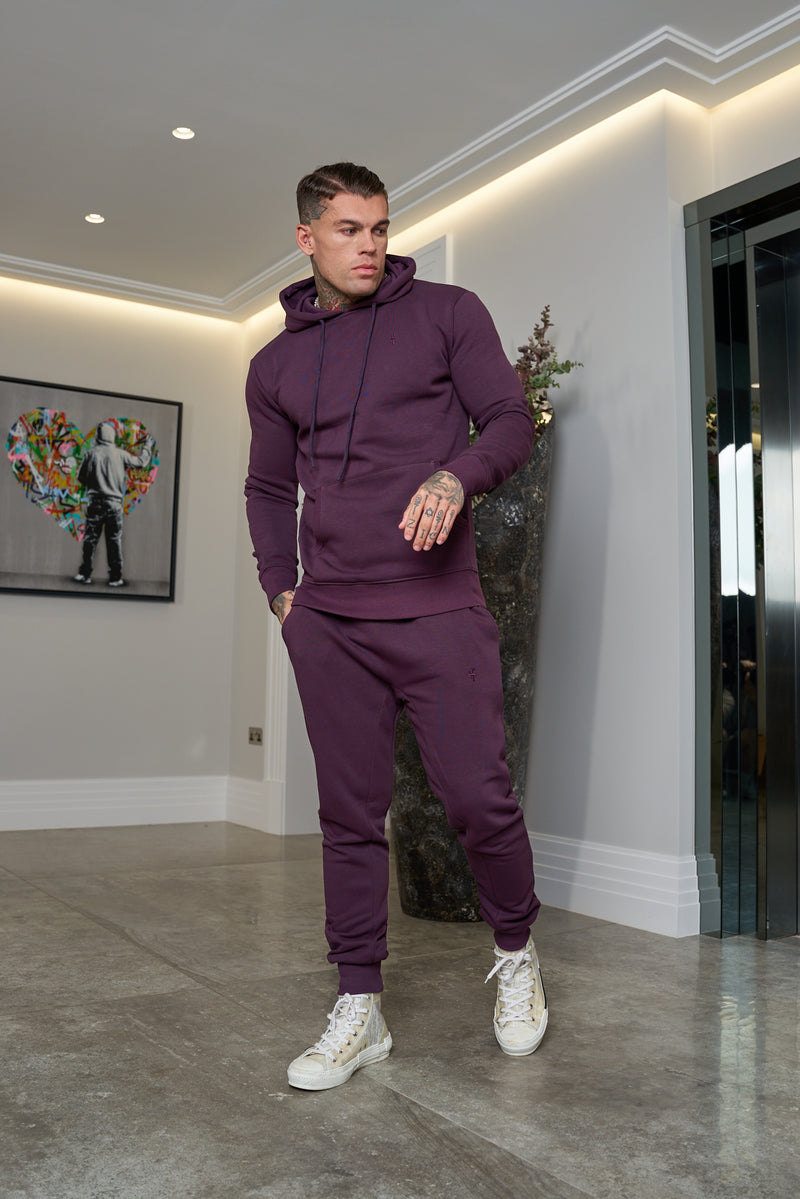Father Sons Plum Raglan Tracksuit Sweat Pants with FS Embroidery - FSH704