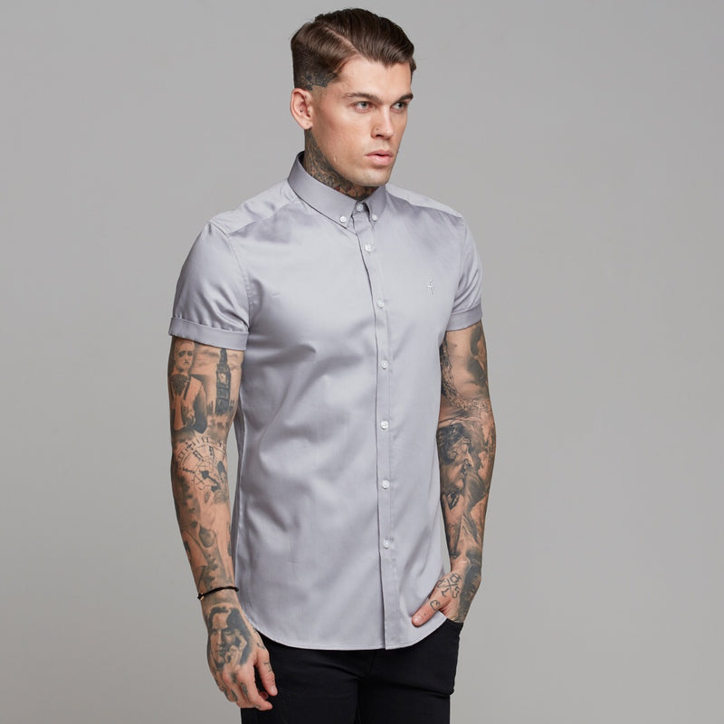 Father Sons Classic Grey Luxe Egyptian Cotton Button Down Short Sleeve - FS490 (LAST CHANCE)