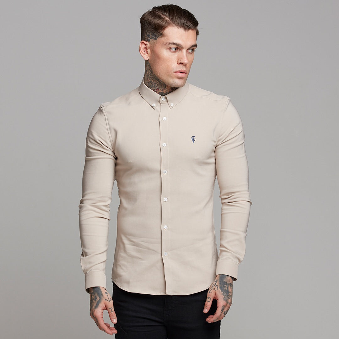 Super Slim Scuba Taupe Long Sleeve Stretch - FS486