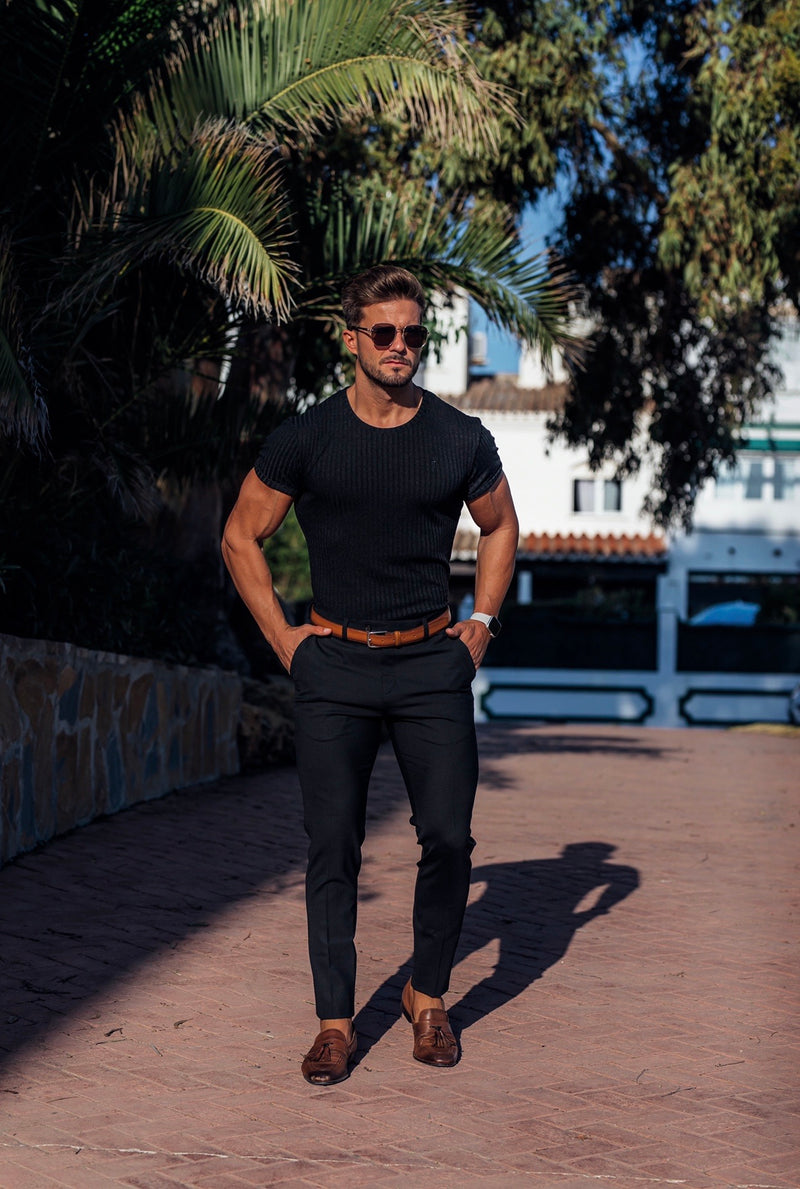 Father Sons Slim Formal Black Stretch Pants - FST034