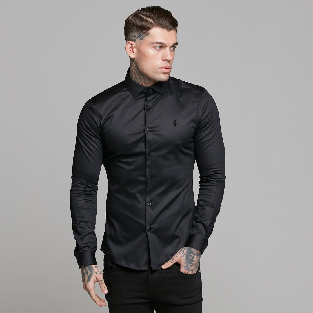 Slim Sateen Classic Black Long Sleeve - FS545