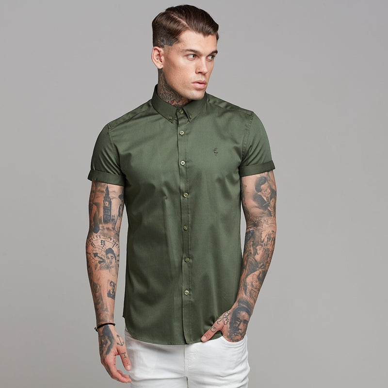 Father Sons Classic Button Down Khaki Luxe Egyptian Cotton Short Sleeve - FS502 (LAST CHANCE)