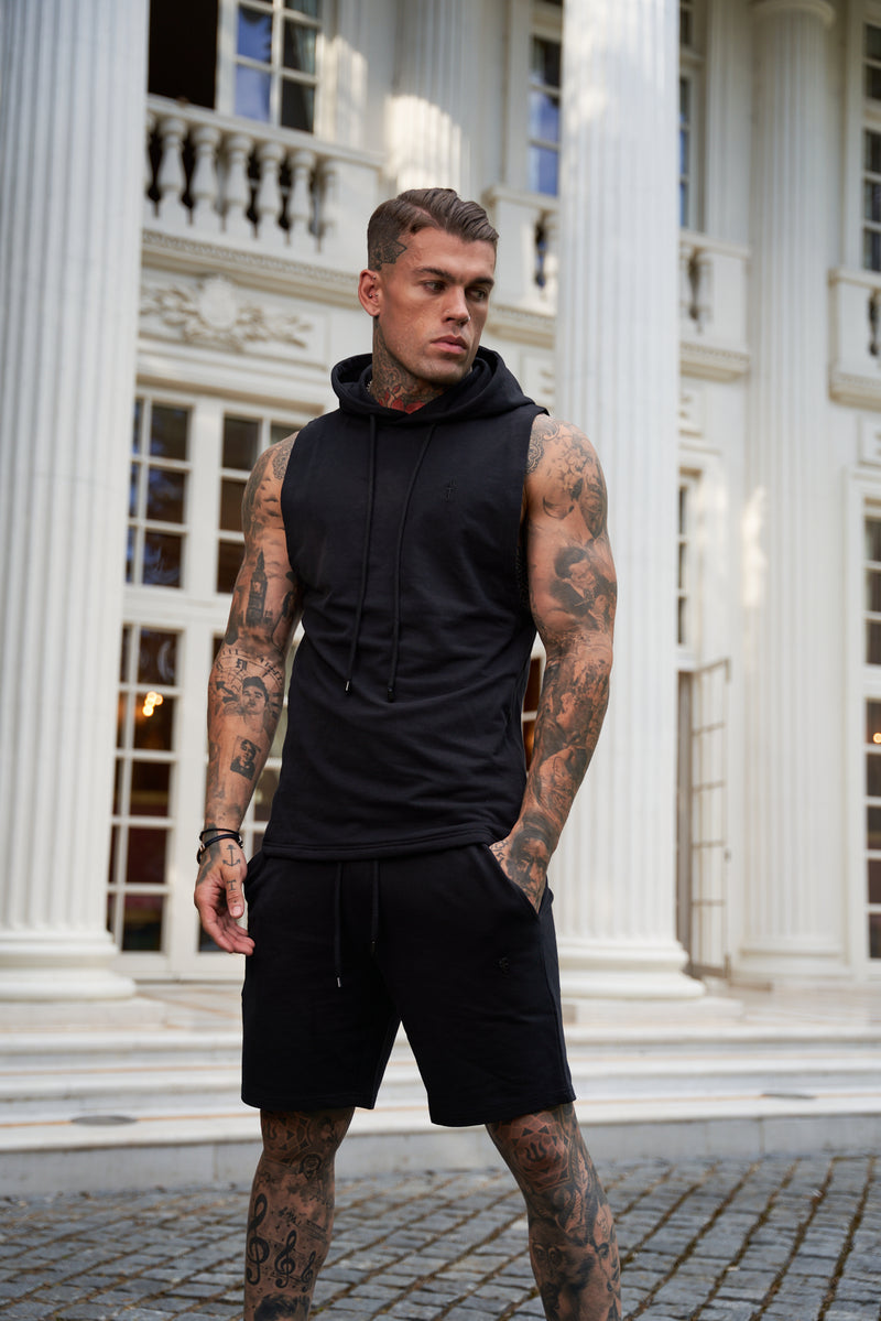 Father Sons Sleeveless Black Gym Hoodie - FSJH678