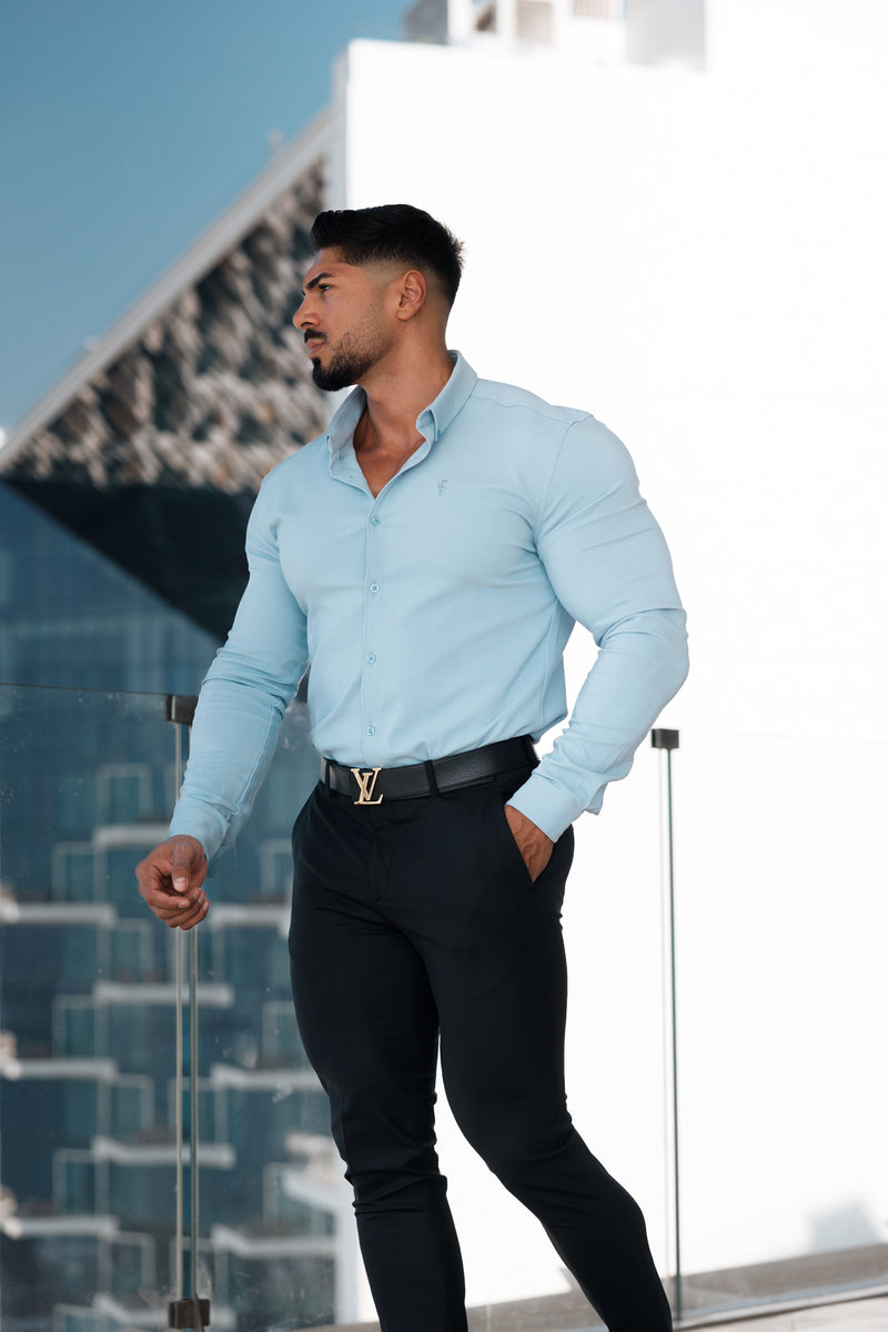 Father Sons Super Slim Scuba Light Blue Long Sleeve Stretch - FS884