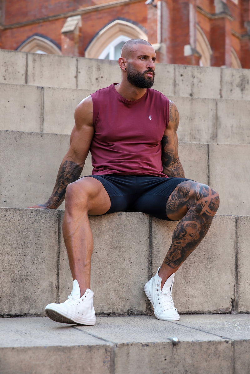 Father Sons Classic Burgundy Longline Gym Vest - FSH759