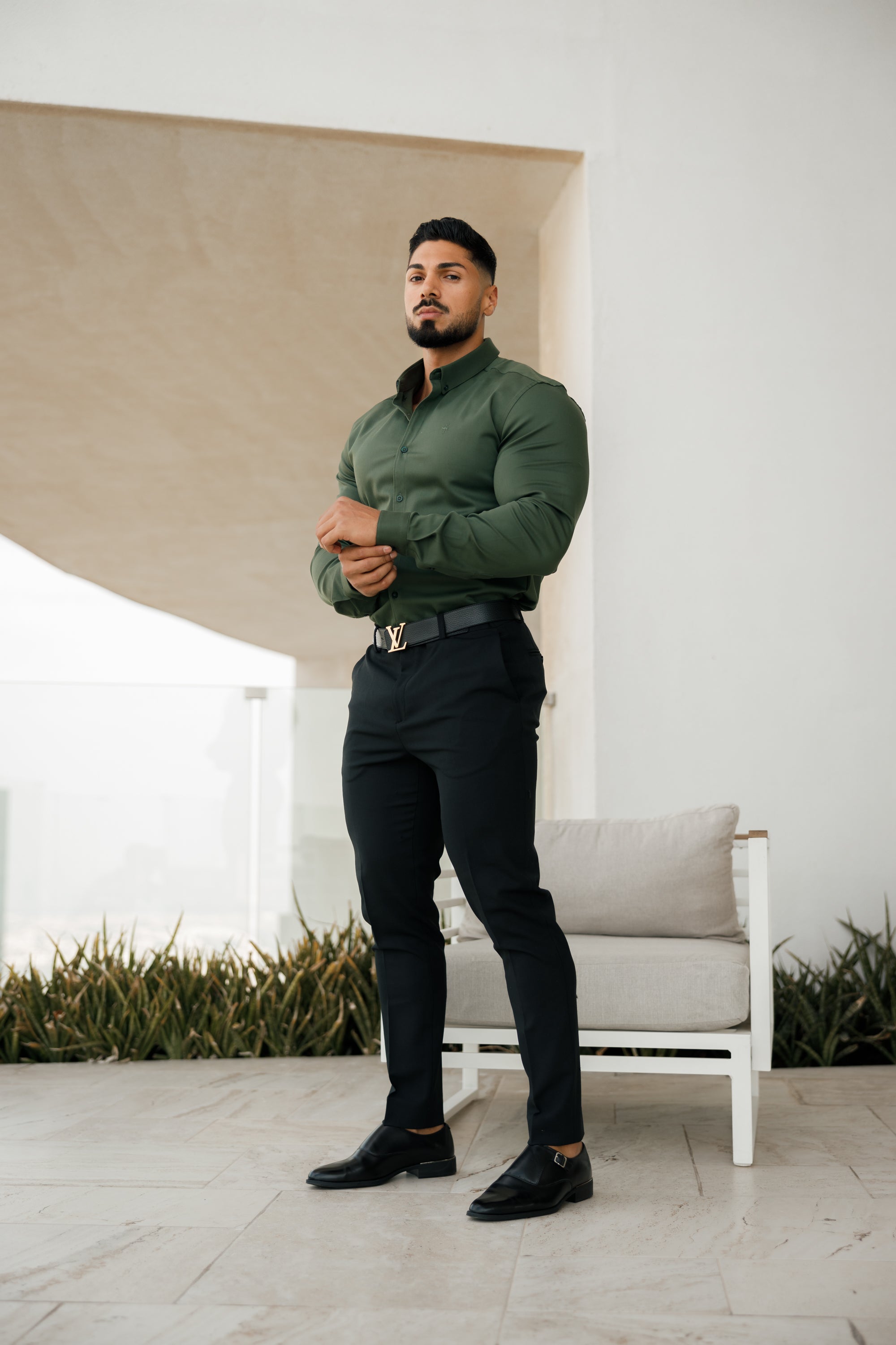 Super Slim Stretch Khaki Denim Long Sleeve - FS211