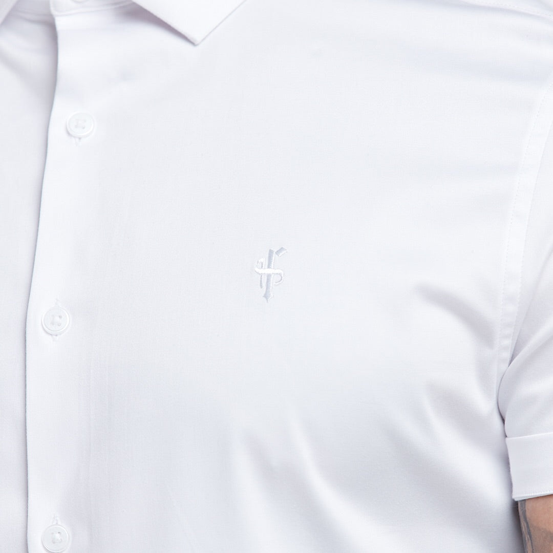 Slim Sateen Classic White with White Embroidery - FS395