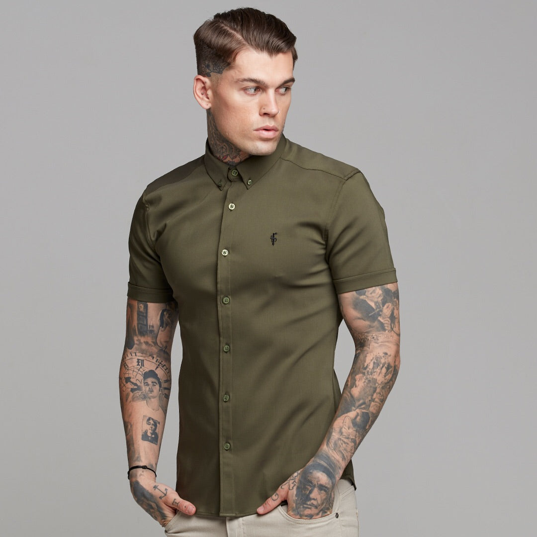 Super Slim Ultra Stretch Classic Olive Short Sleeve - FS483