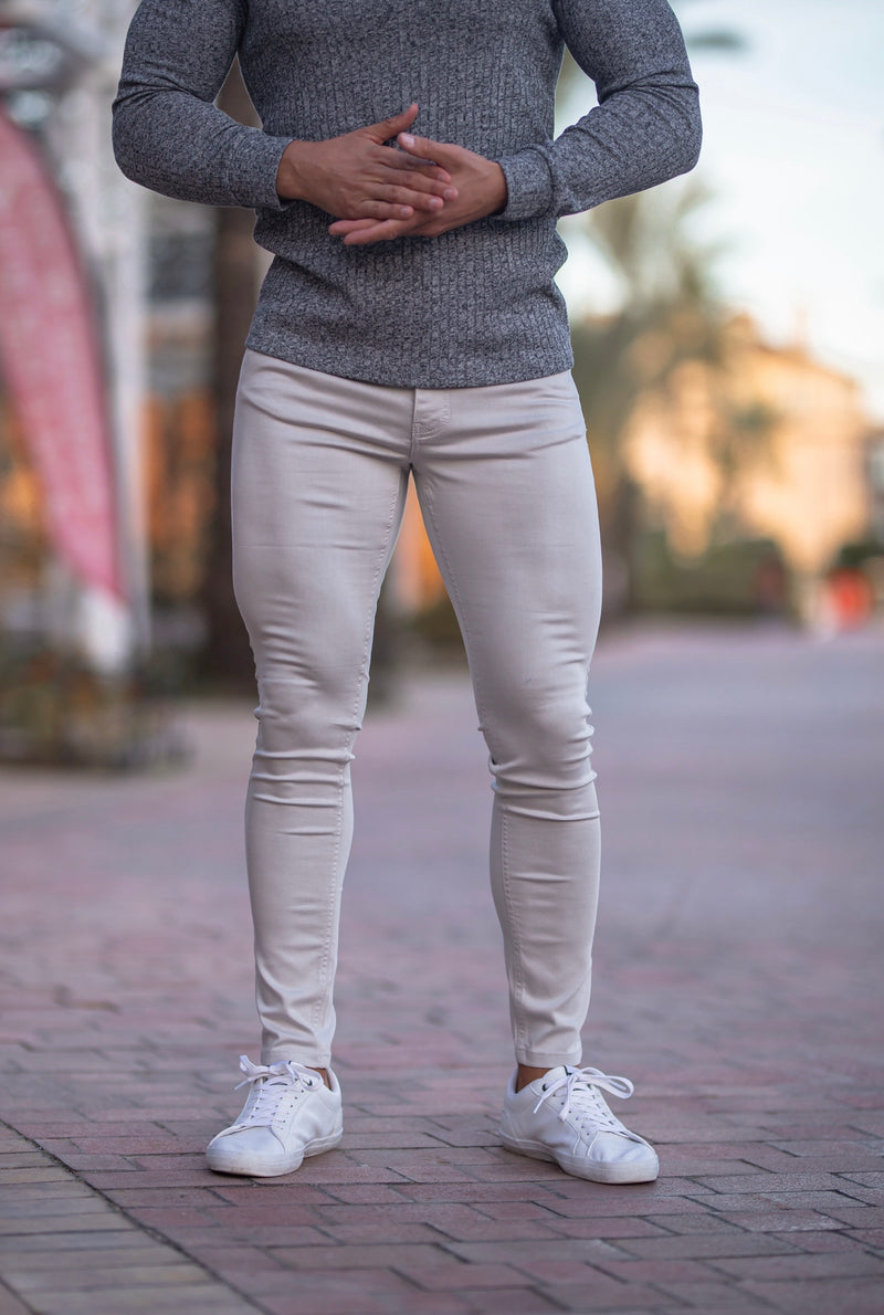 Father Sons Slim Stretch Stone Grey Sateen Pants - FSH522