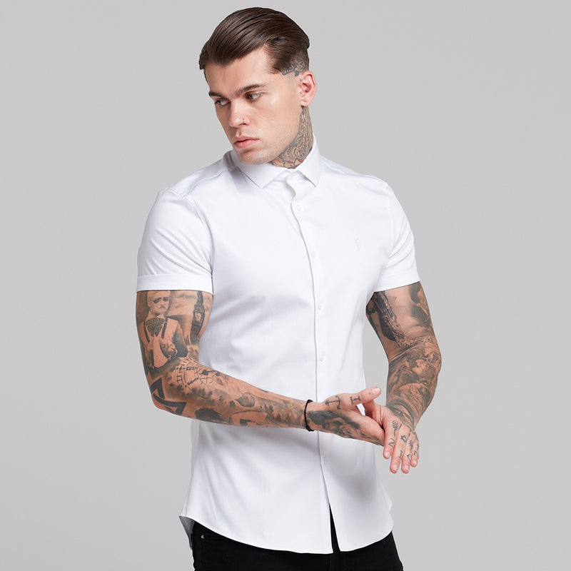 Father Sons Slim Sateen Classic White with White Embroidery - FS395