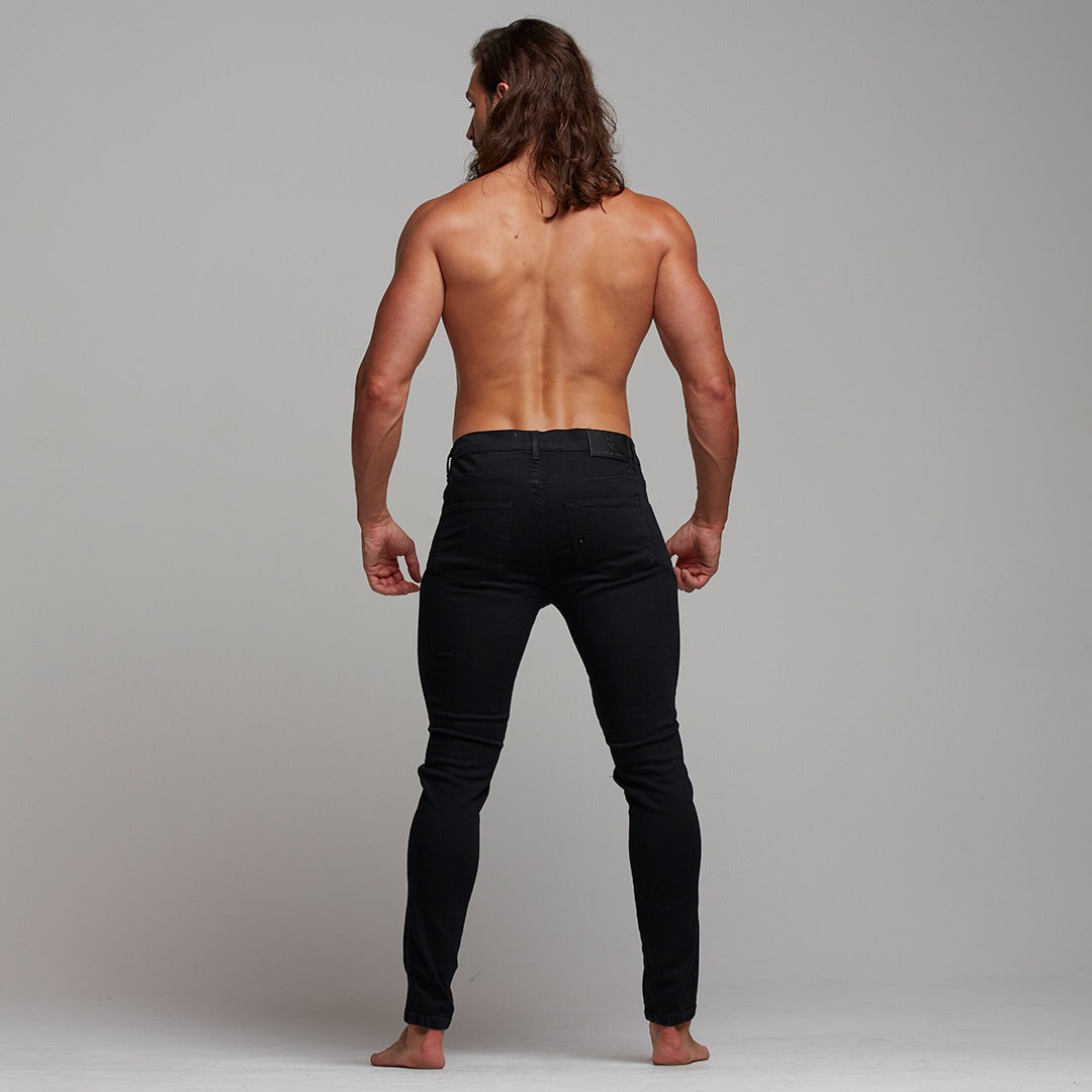 Ripped Slim Stretch Black Jeans - FSH101 (LAST CHANCE)