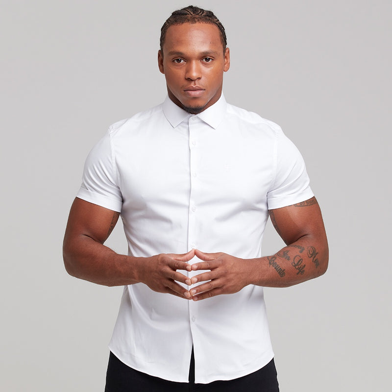 Father Sons Slim Sateen Classic White with White Embroidery - FS395